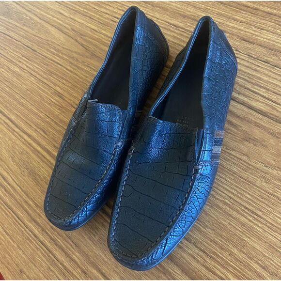 Geox - Black Leather Respira Driving Loafers Shoes - Men's size EU 40 / US  7 - Picture 1 of 9